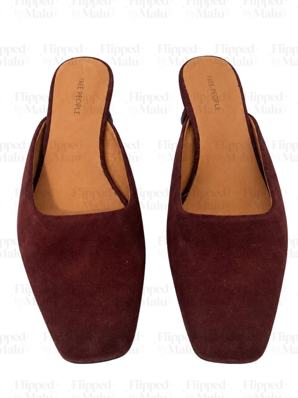 Free People Avenue Port Royale Suede Square Toe Mule Heels Size 8